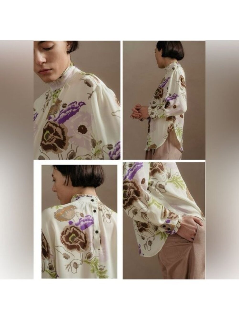 NO.6 THOMAS TOP 100% SILK GEORGETTE LONG SLEEVE PISTACHIO 0 - Picture 9 of 9